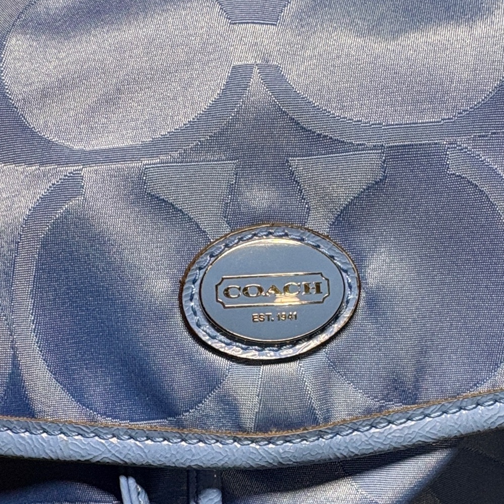 COACH Signature Optic Nylon Drawstring Backpack – Periwinkle Blue (A1360-F77350) - Picture 2 of 14